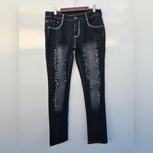 Distressed Black Women Jeans